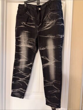 Black Marble-Effect women’s Jeans